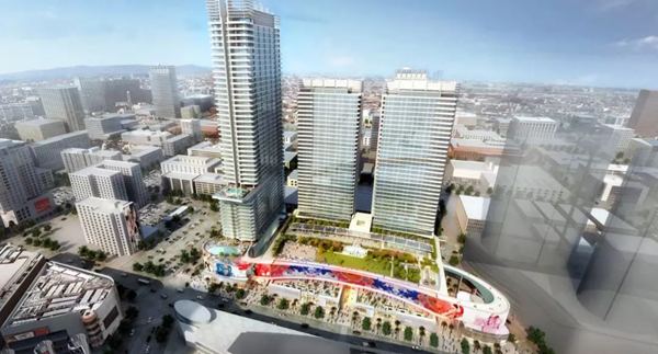 三思3500平(ping)方米戶外LED屏在美國(guo)西岸再造一箇“時